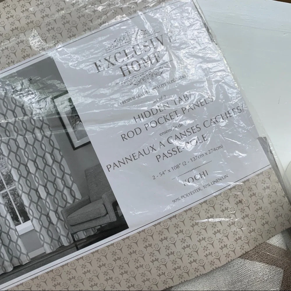2 Plant City Kochi Beige Rod Pocket Curtain Panels Semi Sheer 54 x 108 NEW